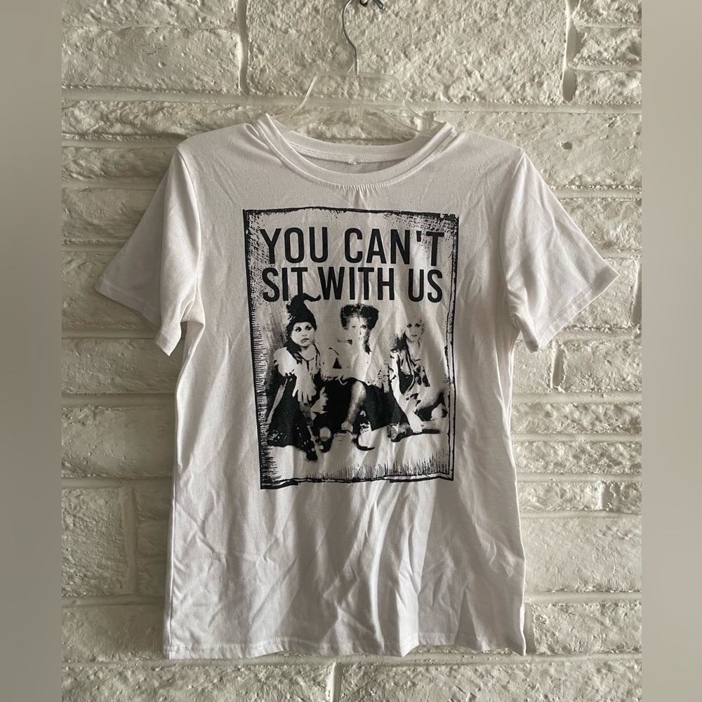 White tee with the hocus-pocus sisters.